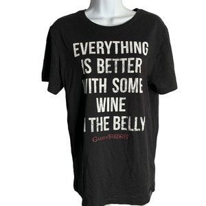 Game of Thrones HBO Crewneck T Shirt S Black Short Sleeve Wine in the Belly